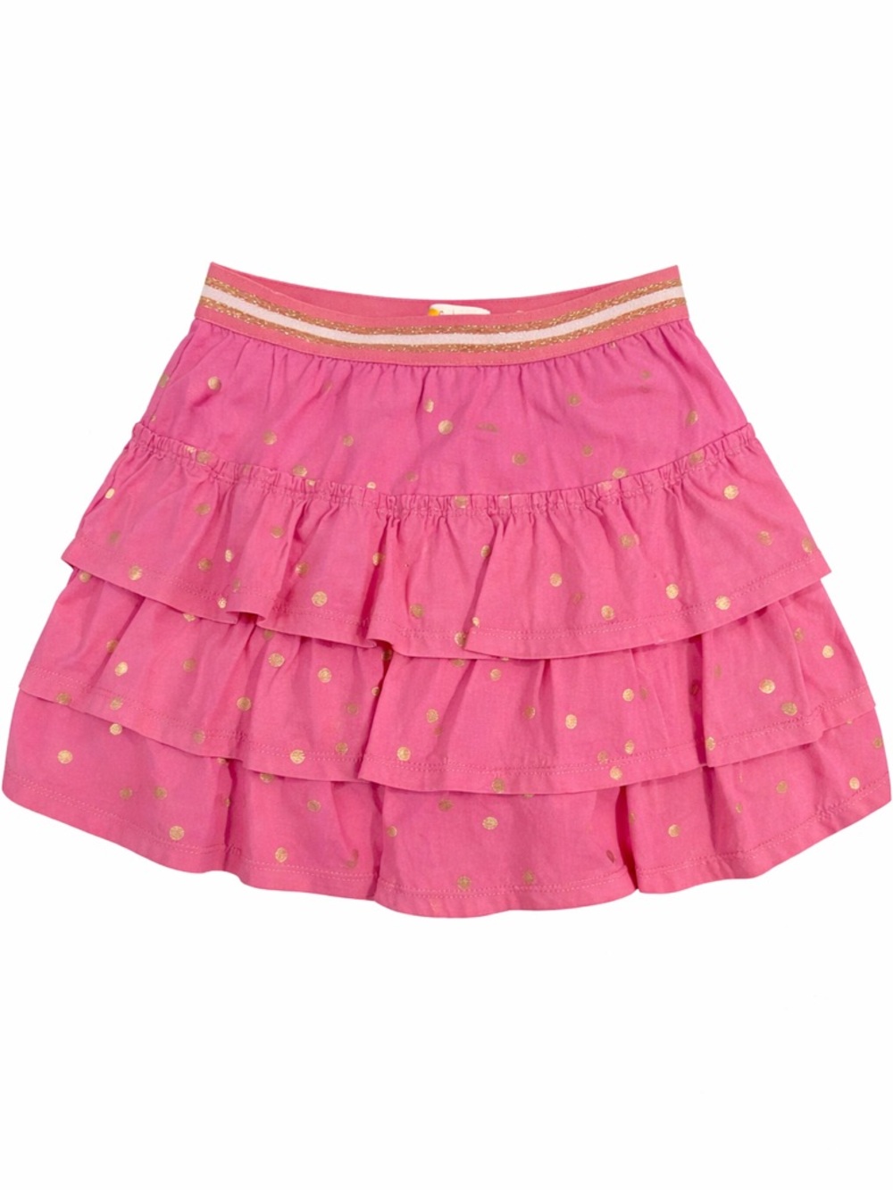 Boden Hot Pink Tiered Skirt with Gold Dot Accents